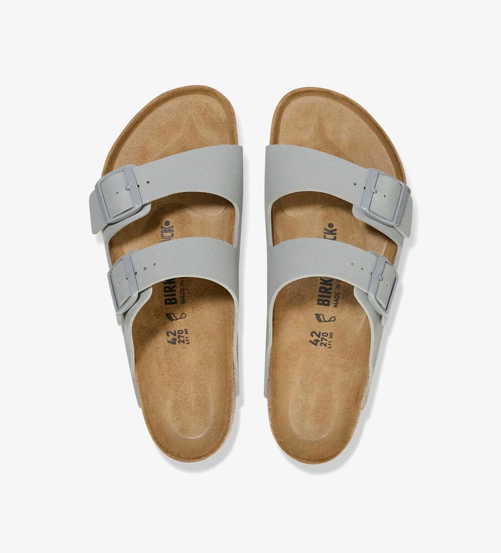 Birkenstock Arizona Bf Saffiano Erkek Gri Terlik - Görsel 1