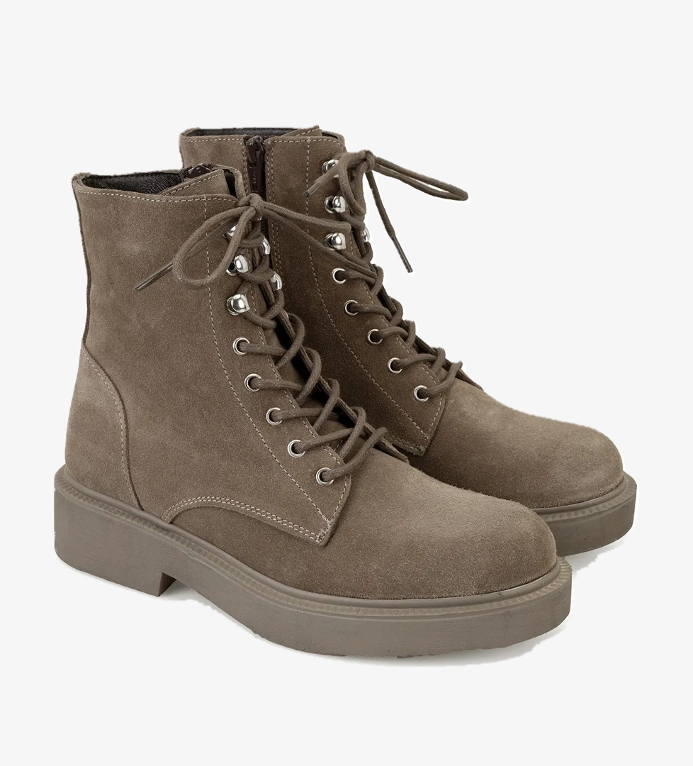 Kadın Kahve Fermuarlı Süet Deri Bot