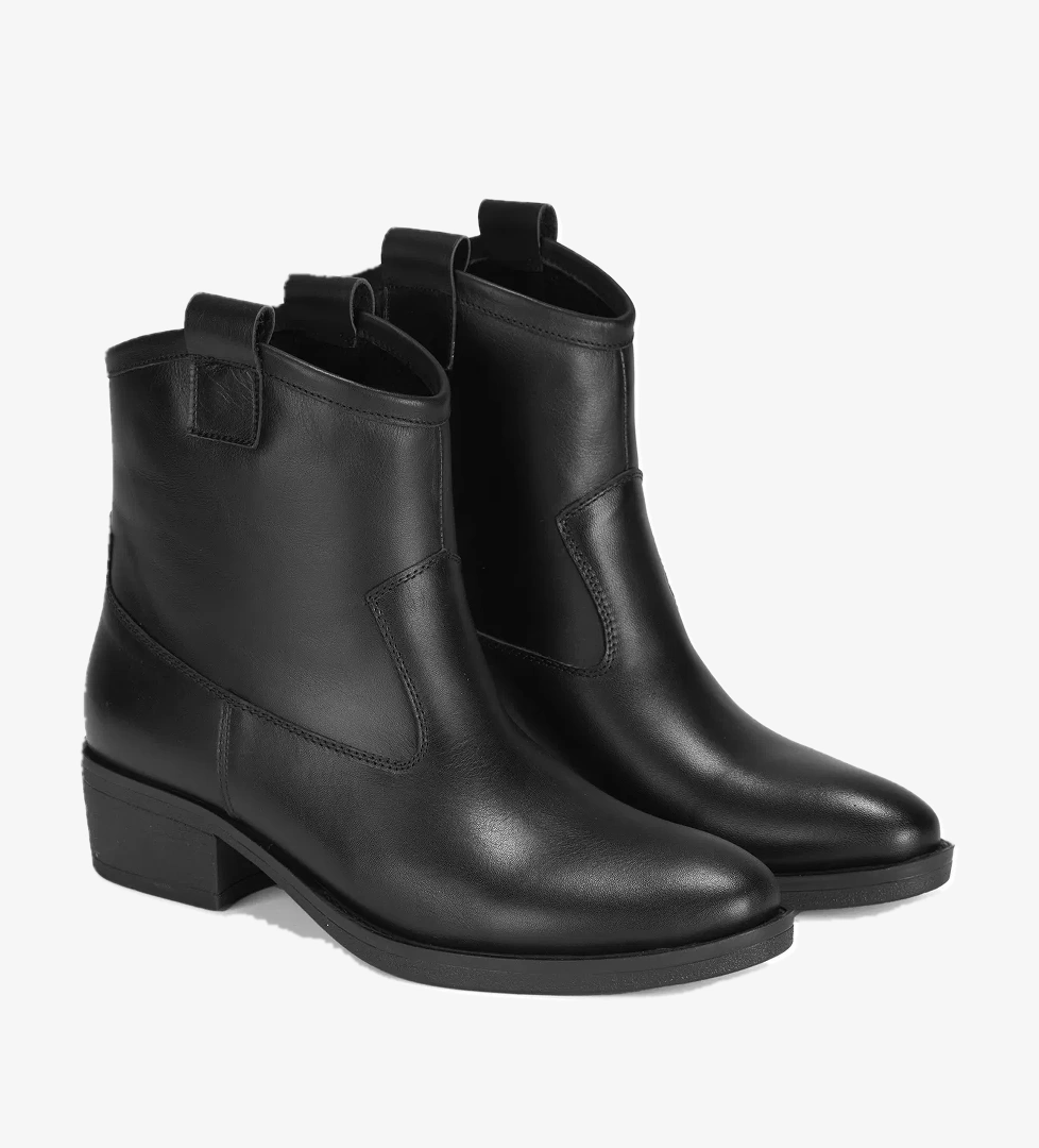 Desa Colleen Siyah Kadın Topuklu Deri Kovboy Botu model görseli