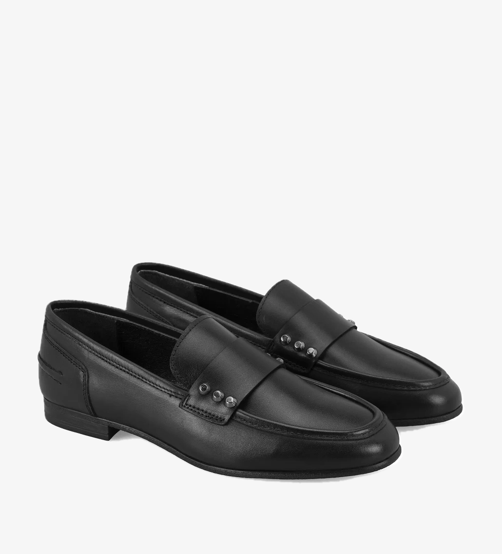 Kadın Siyah Deri Loafer - Görsel 1