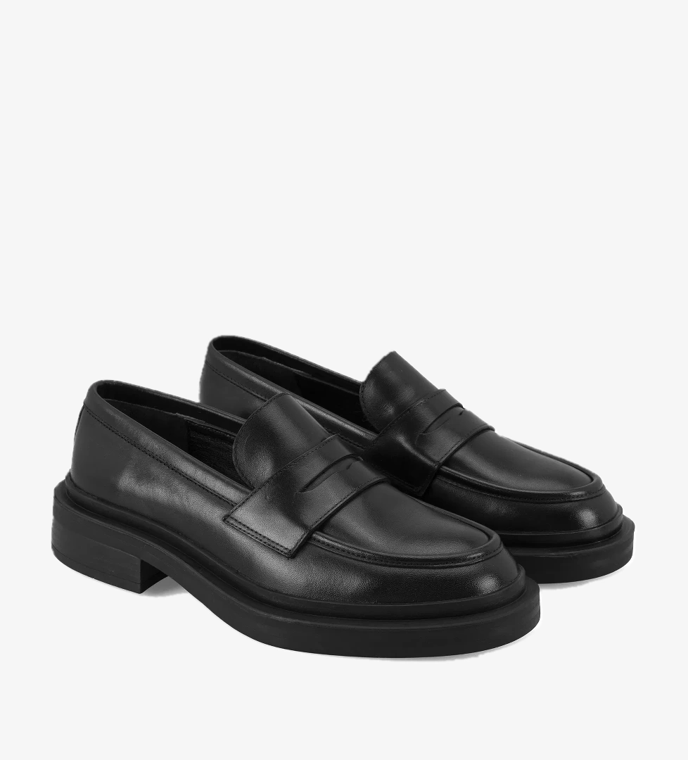 Kadın Siyah Deri Loafer - Görsel 1