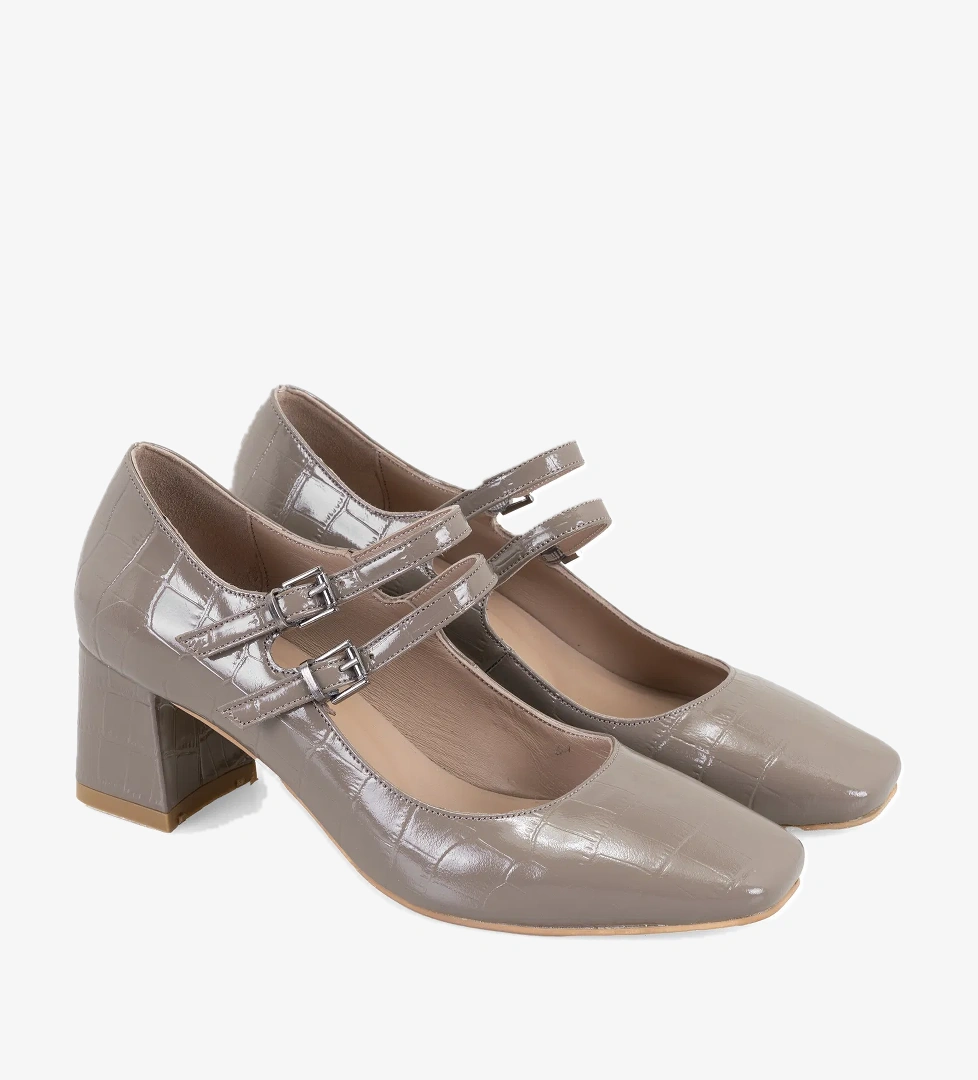 Kadın Bej Mary Jane Deri Klasik Ayakkabı - Görsel 1