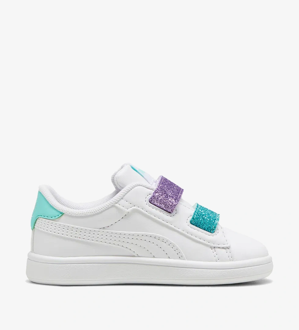 Puma Smash 3.0 Glitter Bebek Sim Bantlı Beyaz Spor Ayakkabı - Görsel 1