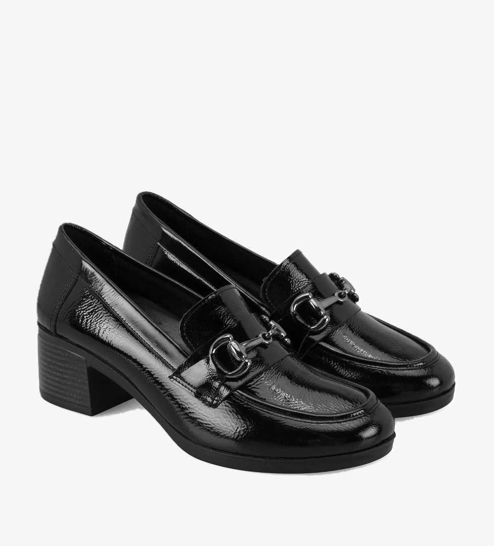 Kadın Siyah DesaComfort Topuklu Deri Loafer - Görsel 1