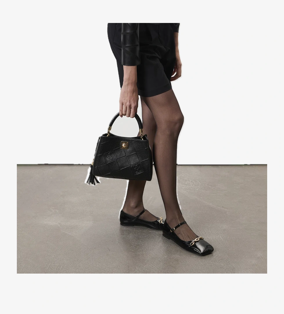 Kadın Siyah Mary Jane Deri Babet - Görsel 1