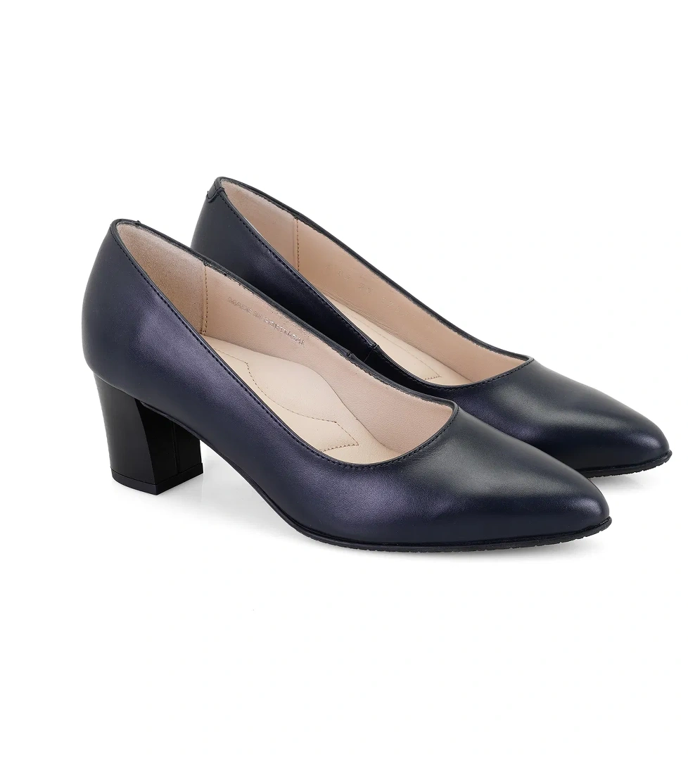 Kadın Lacivert DesaComfort Topuklu Deri Klasik Ayakkabı