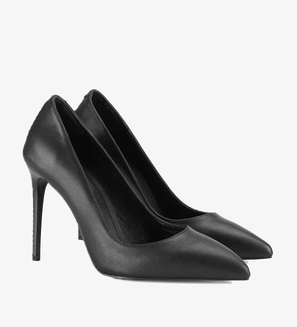 Kadın Siyah Klasik Deri Stiletto - Görsel 1