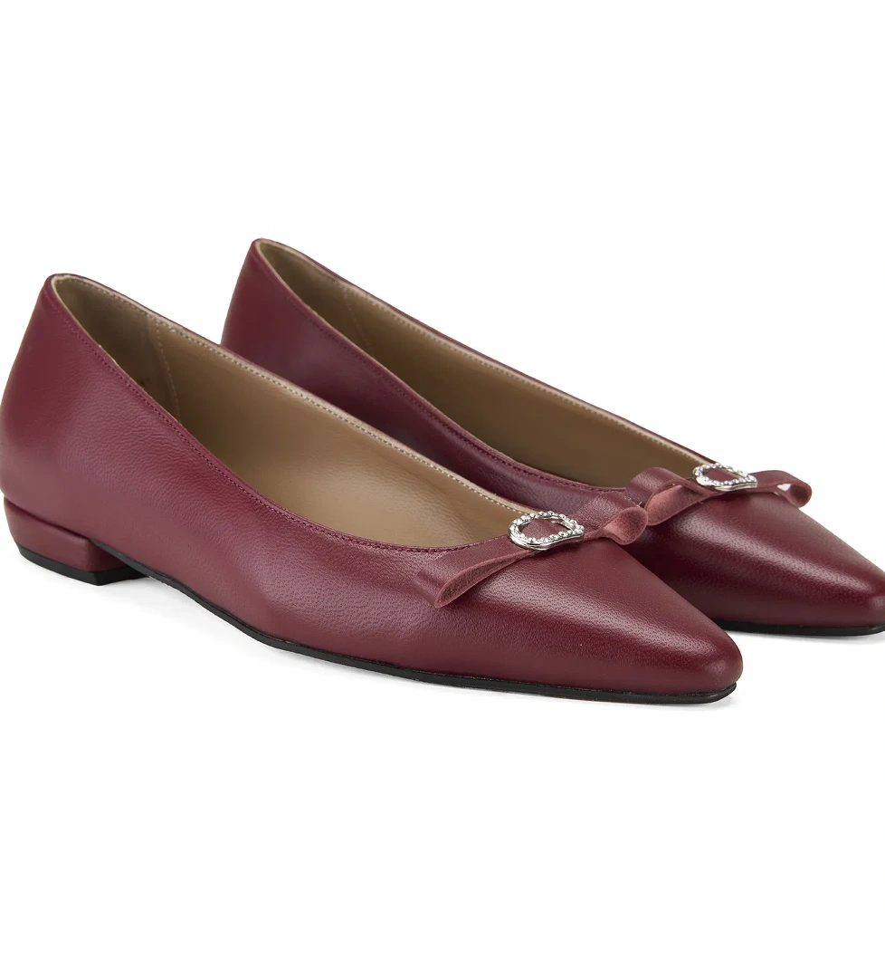 Kadın Bordo Deri Babet