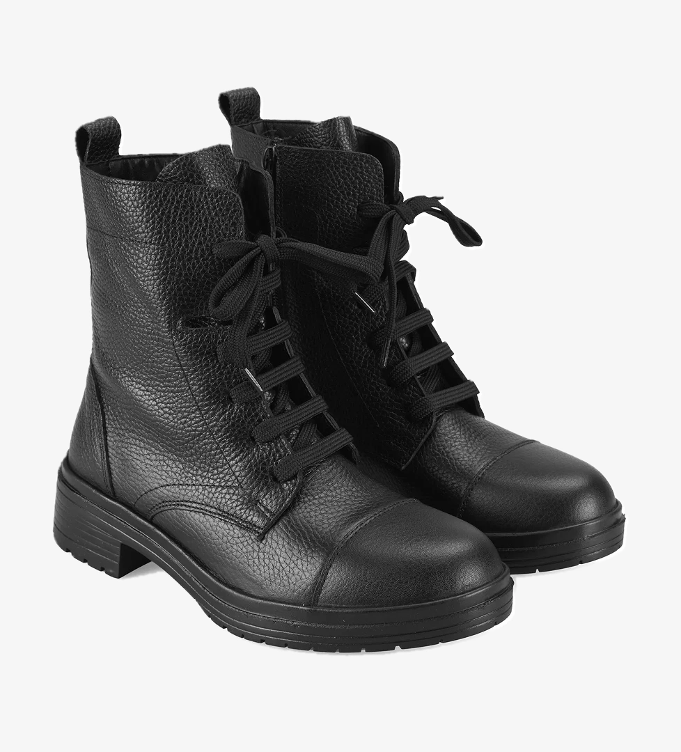 Lias Siyah Kadın Fermuarlı Deri Bot