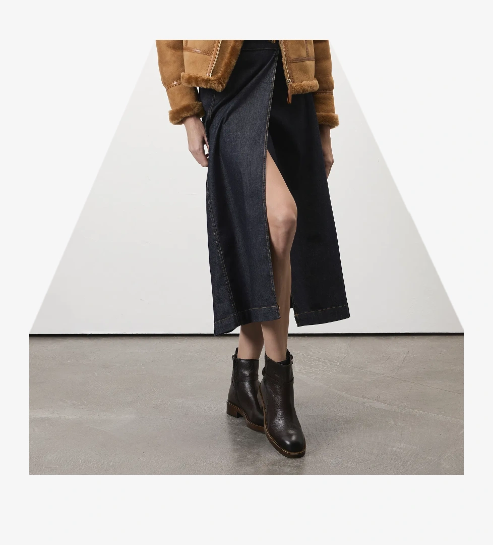 Vesla Metal Aksesuarlı Kahve Kadın Deri Bot - Görsel 1