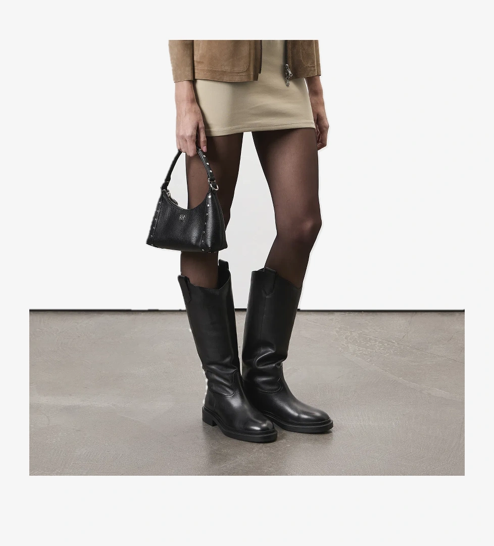 Loar Siyah Kadın Deri Çizme - Görsel 1