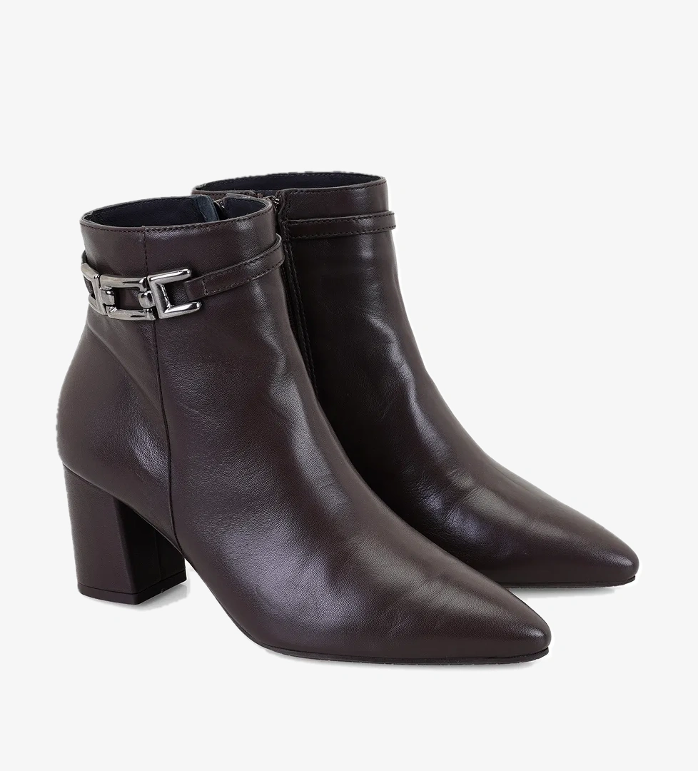 Kahve Kadın DesaComfort Toka Aksesuarlı Topuklu Deri Bot - Görsel 1