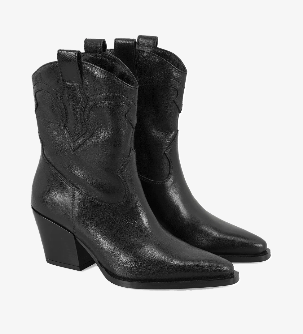 Kadın Siyah Deri Kovboy Bot - Görsel 1