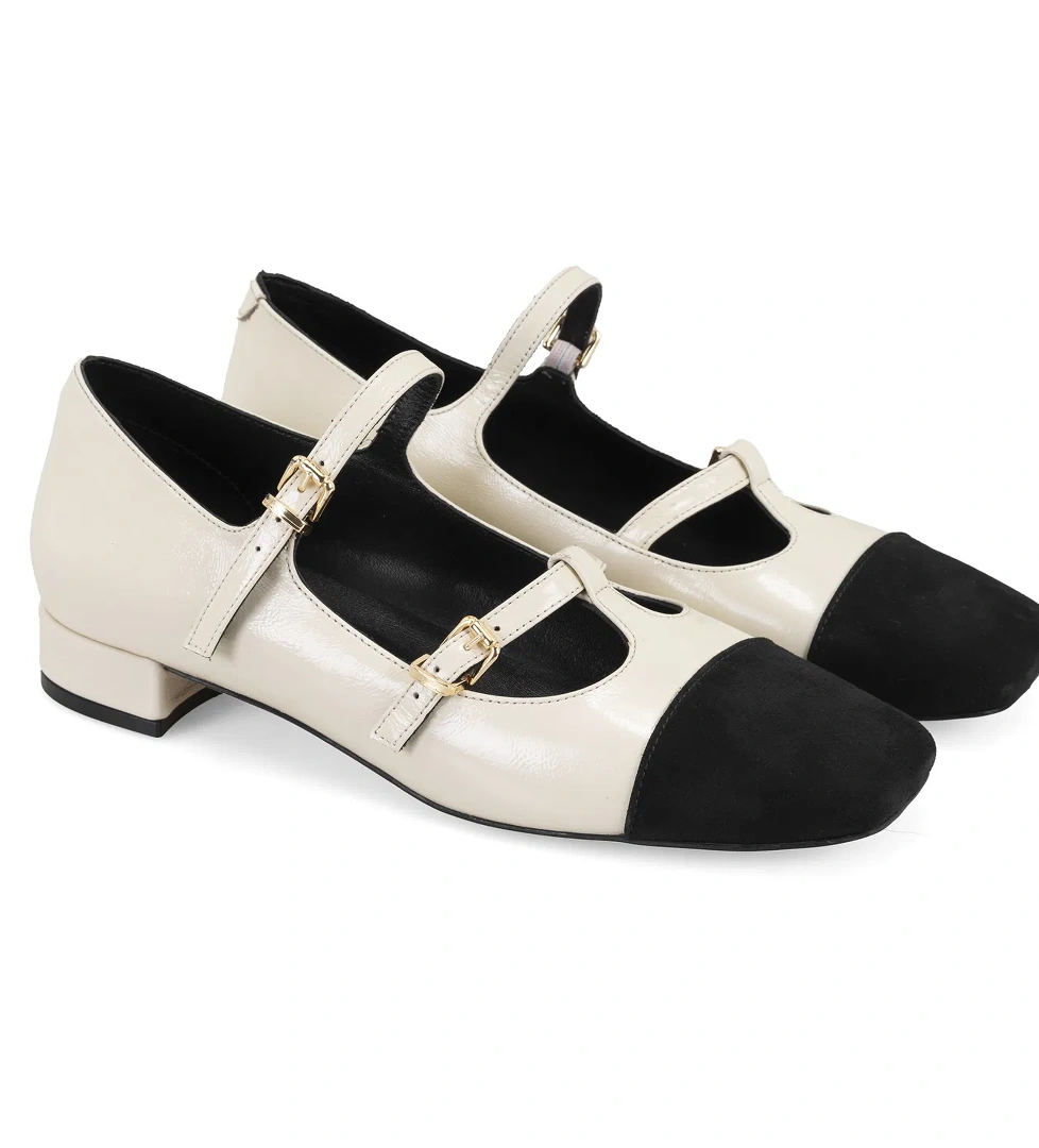 Kadın Bej Mary Jane Rugan Babet - Görsel 1