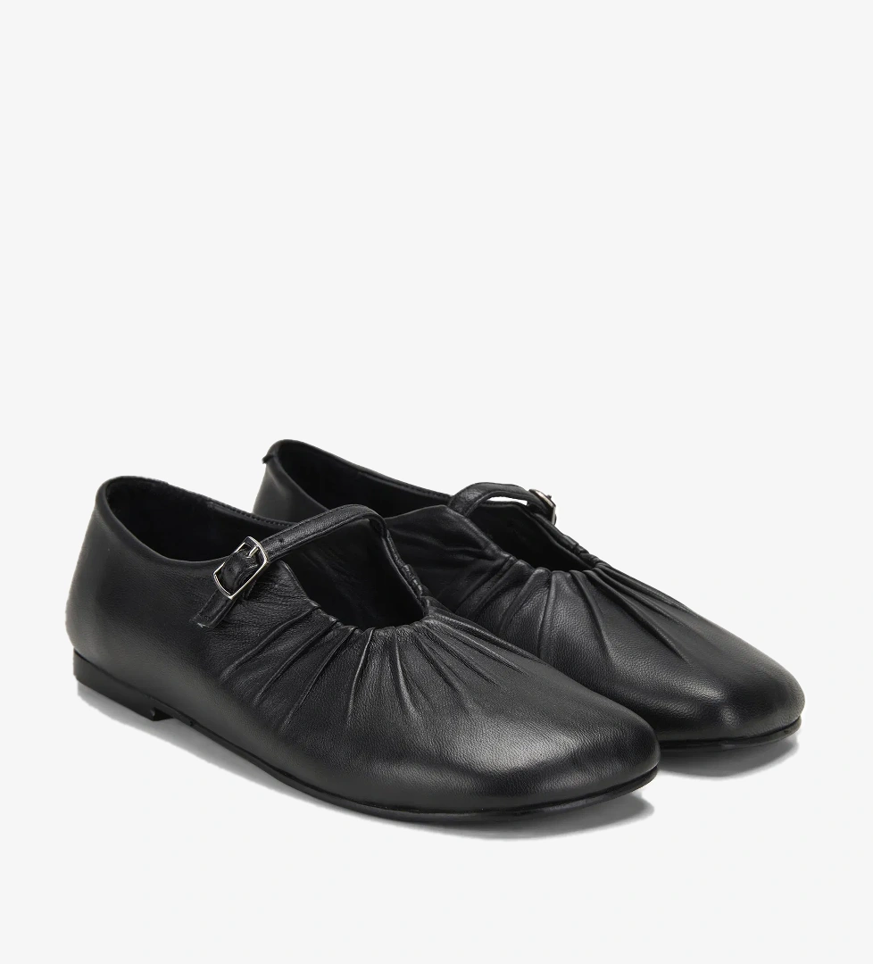 Kadın Siyah Mary Jane Deri Babet - Görsel 1