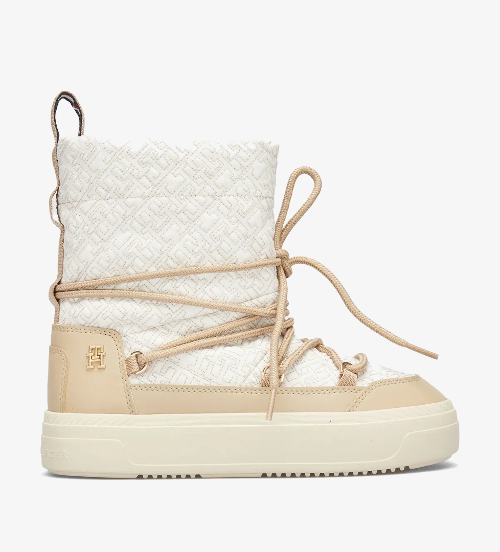 Tommy Hilfiger Tommy Hilfiger Lace-Up Monogram Kadın Bej Bot model görseli