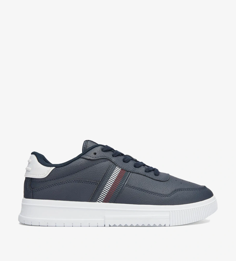 Tommy Hilfiger Supercup Stripes Tumbled Erkek Mavi Spor Ayakkabı - Görsel 1