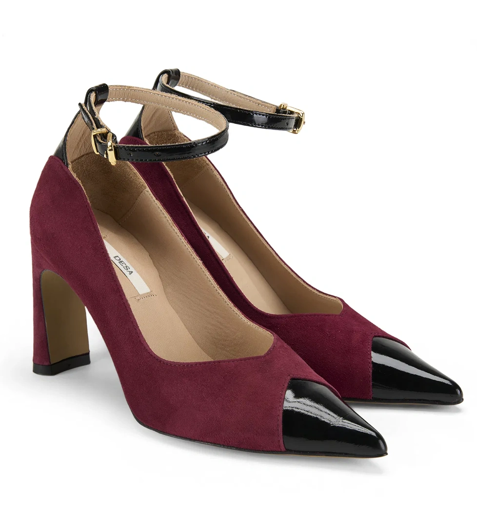 Kadın Bordo Süet Topuklu Abiye Ayakkabı