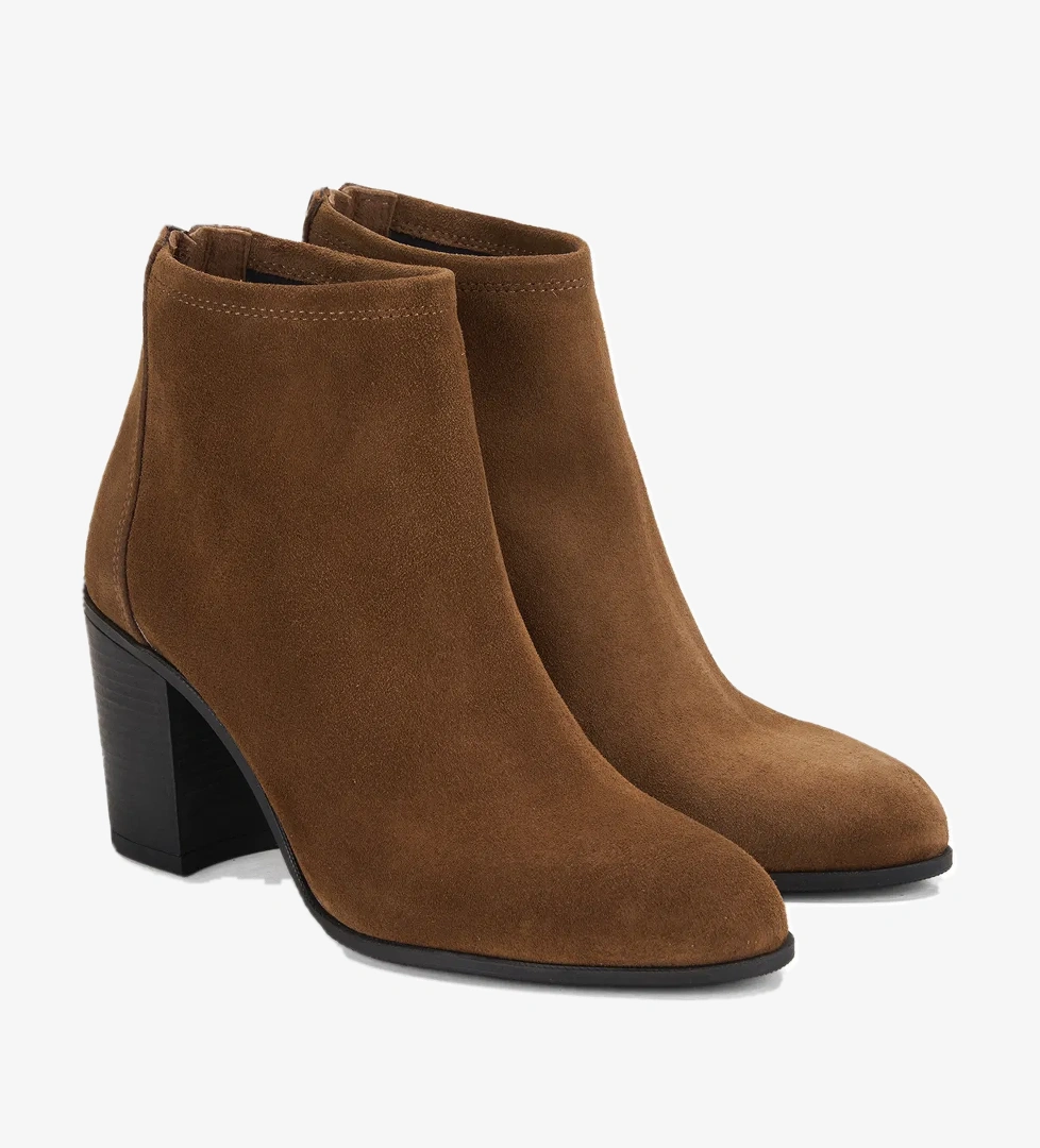 Desa Kadın Taba Vizon Fermuarlı Topuklu Süet Bot model görseli