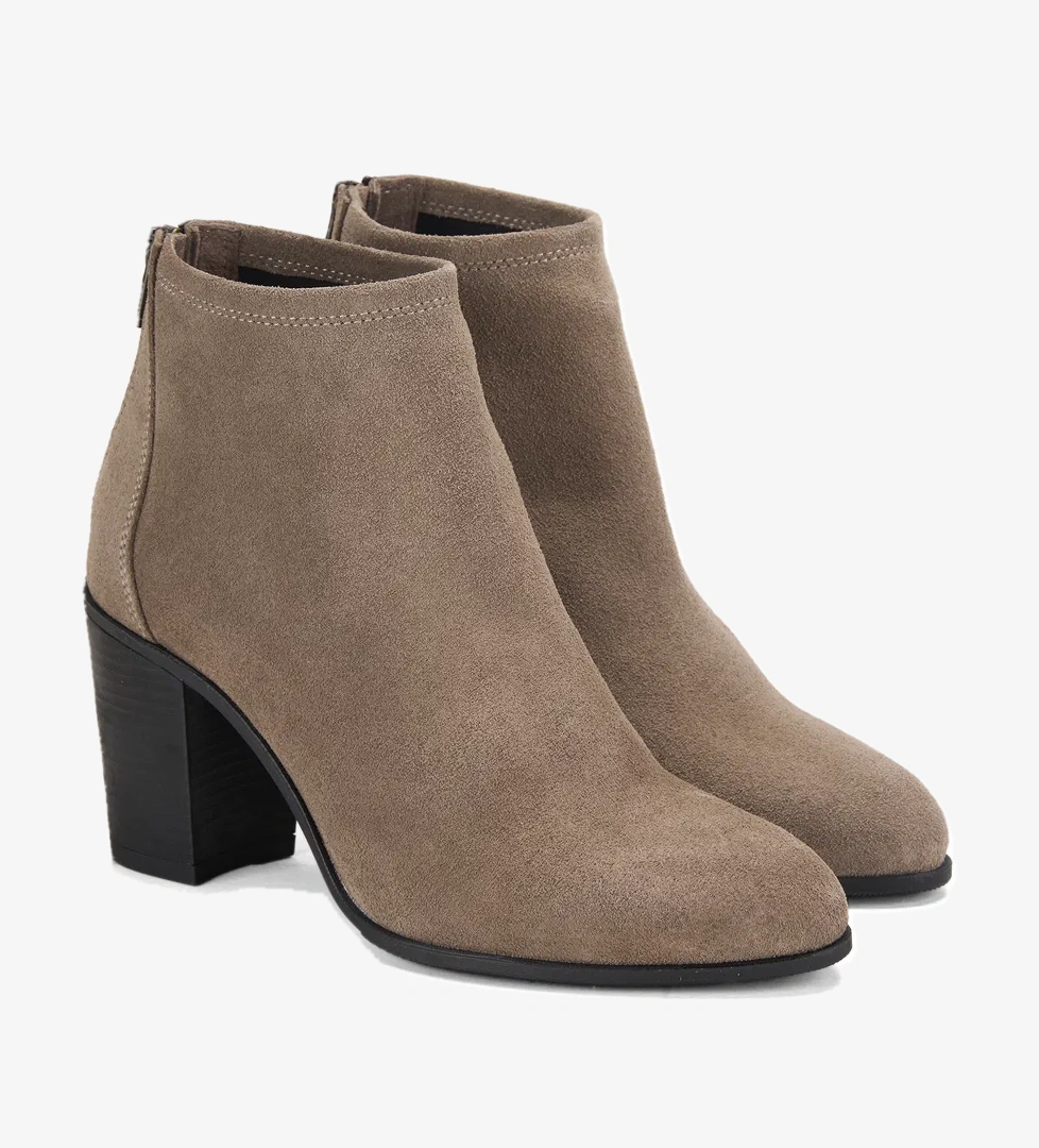 Kadın Vizon Fermuarlı Topuklu Süet Bot