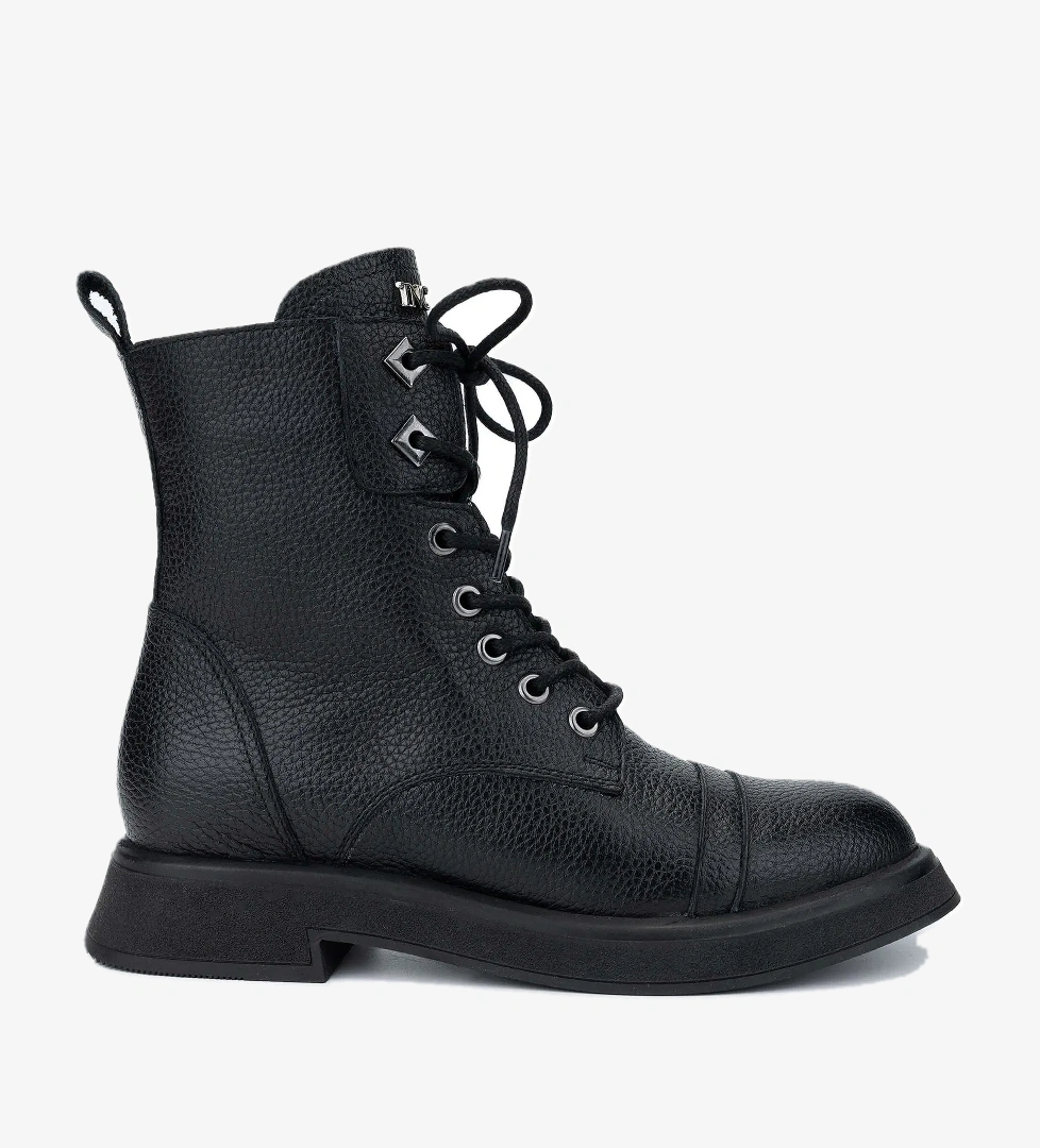 Tamer Tanca Kadın Hakiki Deri Siyah Floter Casual Bot - Görsel 1