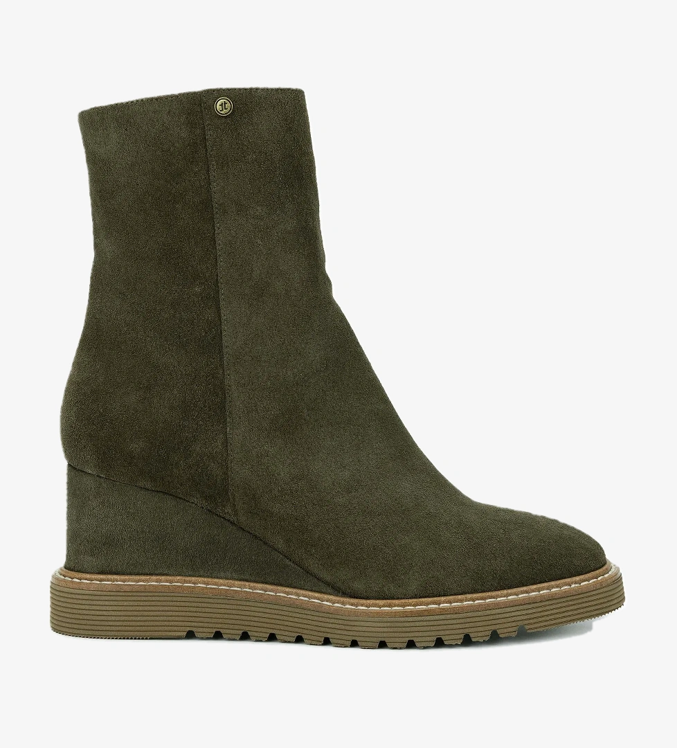 Tamer Tanca Kadın Hakiki Deri Haki Süet Casual Bot - Görsel 1