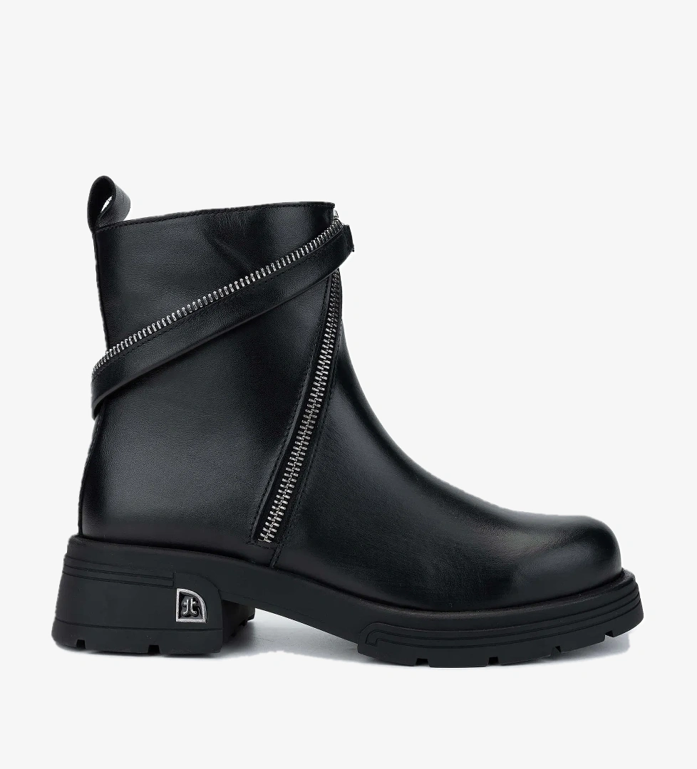 Tamer Tanca Kadın Hakiki Deri Siyah Deri Casual Bot - Görsel 1