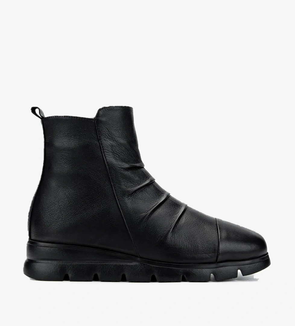 Tamer Tanca Kadın Hakiki Deri Siyah Deri Casual Bot - Görsel 1