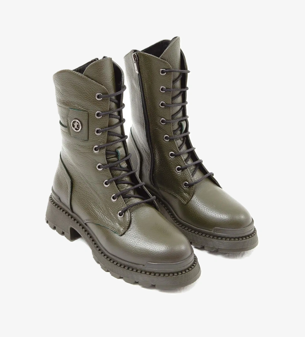 Tamer Tanca Kadın Hakiki Deri Yeşil Casual Bot - Görsel 1