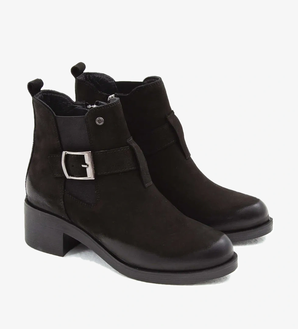 Tamer Tanca Kadın Hakiki Deri Siyah Nubuk Casual Bot - Görsel 1