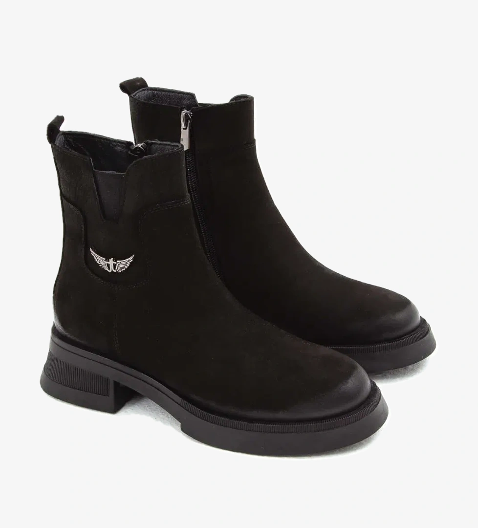 Tamer Tanca Kadın Hakiki Deri Siyah Nubuk Casual Bot - Görsel 1