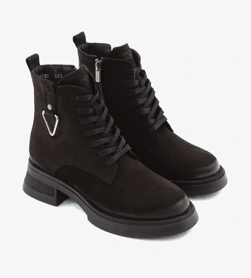 Tamer Tanca Kadın Hakiki Deri Siyah Nubuk Casual Bot - Görsel 1