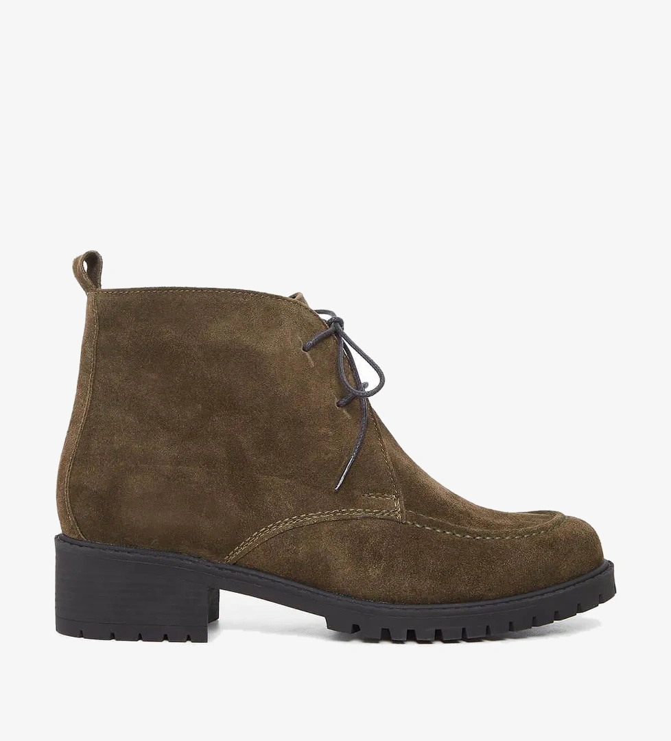 Tamer Tanca Kadın Hakiki Deri Haki Süet Casual Bot - Görsel 1