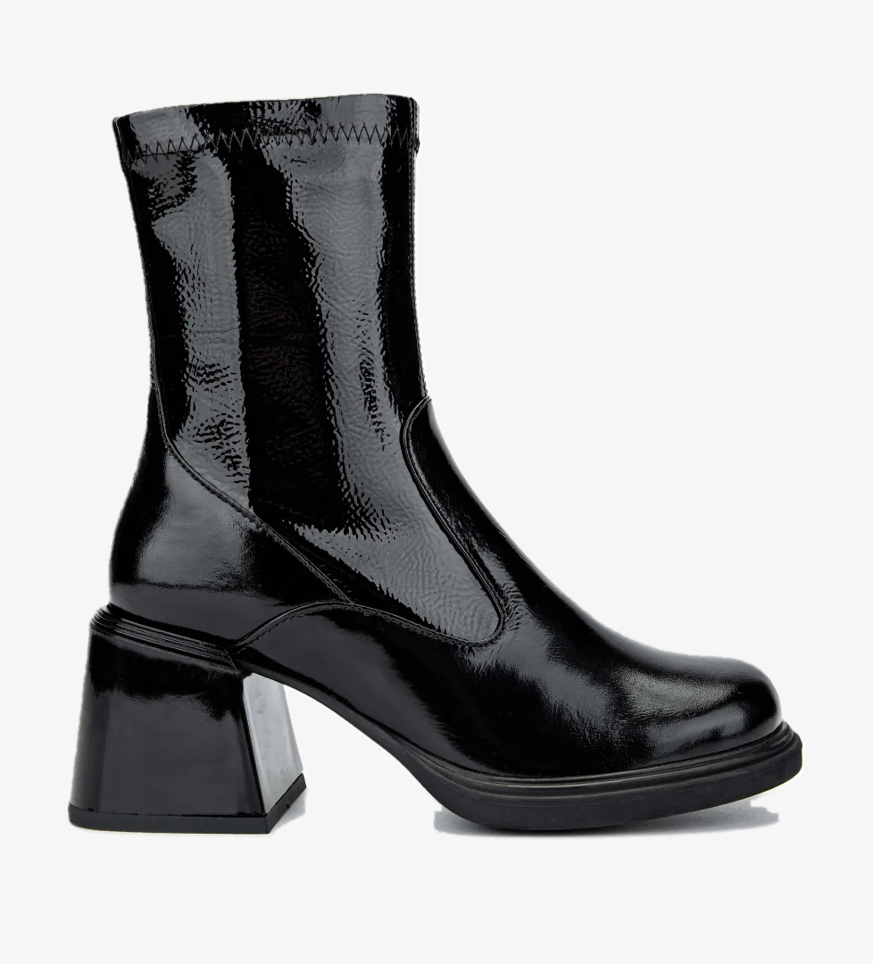 Tamer Tanca Kadın Hakiki Deri Siyah Rugan Casual Bot - Görsel 1