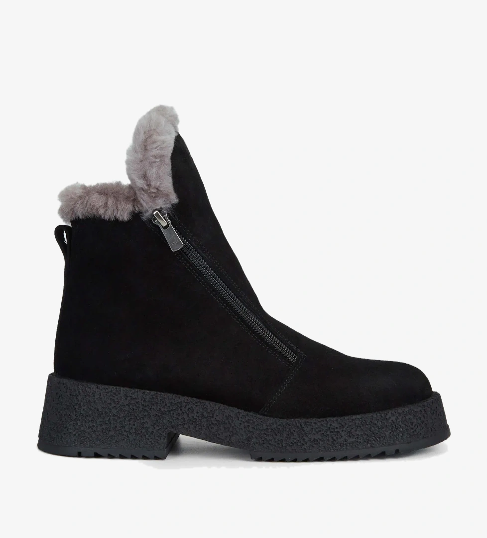 Tamer Tanca Kadın Hakiki Deri Siyah Süet Casual Bot - Görsel 1