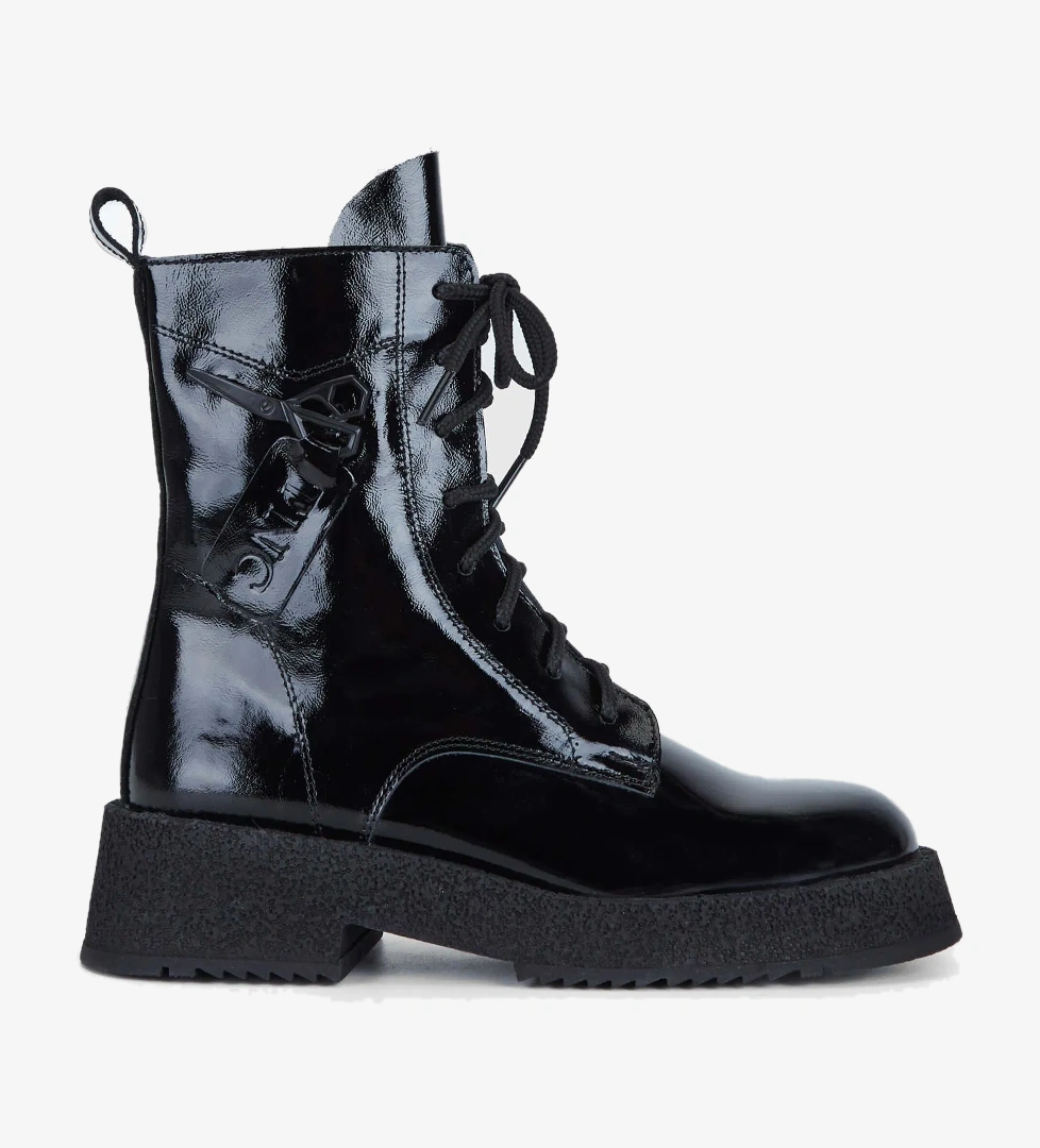 Tamer Tanca Kadın Hakiki Deri Siyah Rugan Casual Bot - Görsel 1