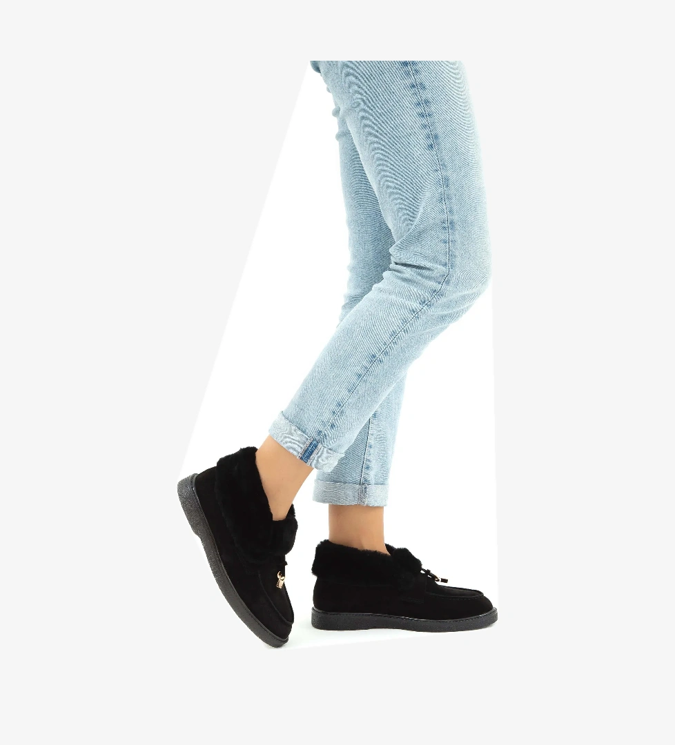 Tamer Tanca Kadın Hakiki Deri Siyah Casual Bot - Görsel 1