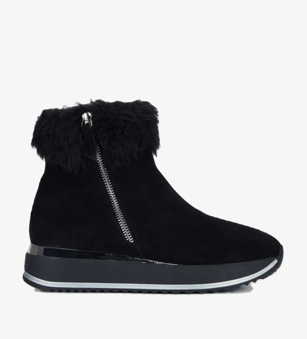 Tamer Tanca Kadın Hakiki Deri Siyah Süet Casual Bot - Görsel 1