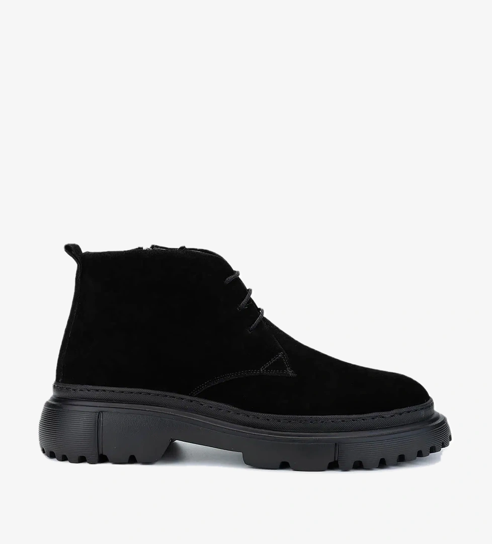 Tamer Tanca Erkek Hakiki Deri Siyah Süet Casual Bot - Görsel 1