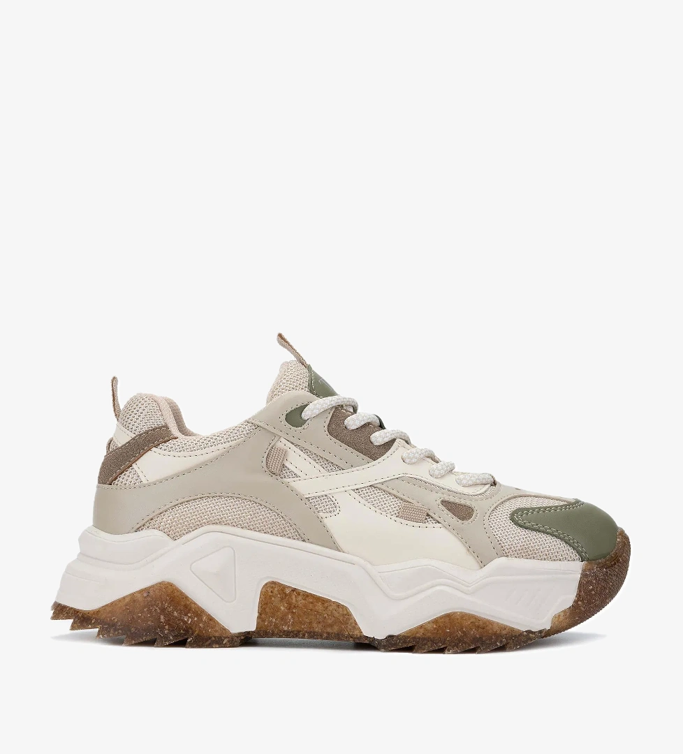 Tamer Tanca Kadın Vegan Beyaz/Haki Sneakers &amp; Spor Ayakkabı - Görsel 1