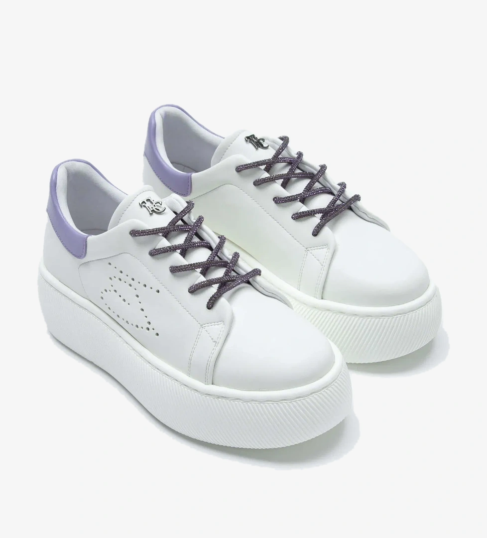 Tamer Tanca Kadın Vegan Beyaz/Mor Sneakers &amp; Spor Ayakkabı - Görsel 1
