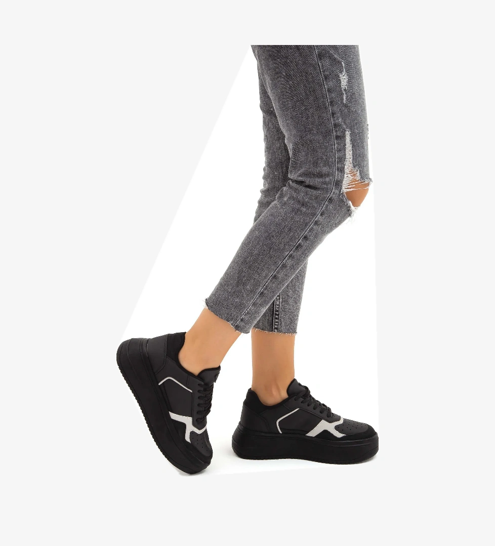 Tamer Tanca Tamer Tanca Kadın Vegan Siyah Sneakers &amp; Spor Ayakkabı model görseli