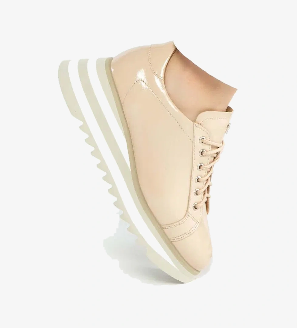 Tamer Tanca Kadın Hakiki Deri Bej Sneakers & Spor Ayakkabı - Görsel 1