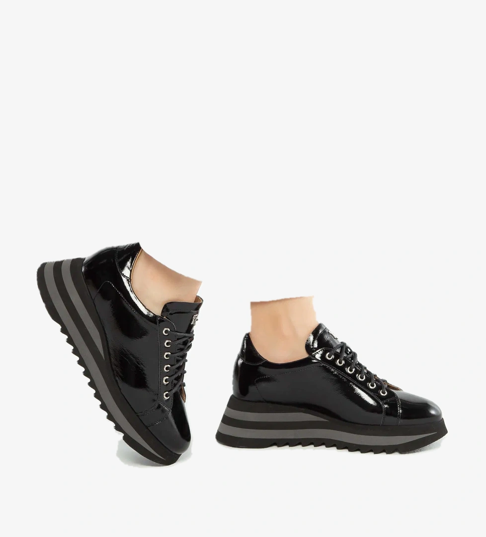 Tamer Tanca Tamer Tanca Kadın Hakiki Deri Siyah Rugan Sneakers &amp; Spor Ayakkabı | FashFed Siyah - 1. görsel