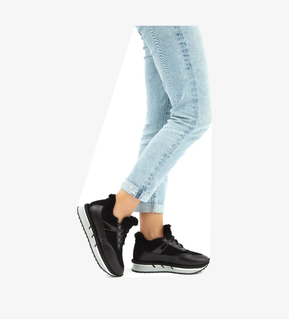 Tamer Tanca Kadın Hakiki Deri Siyah Sneakers & Spor Ayakkabı - Görsel 1