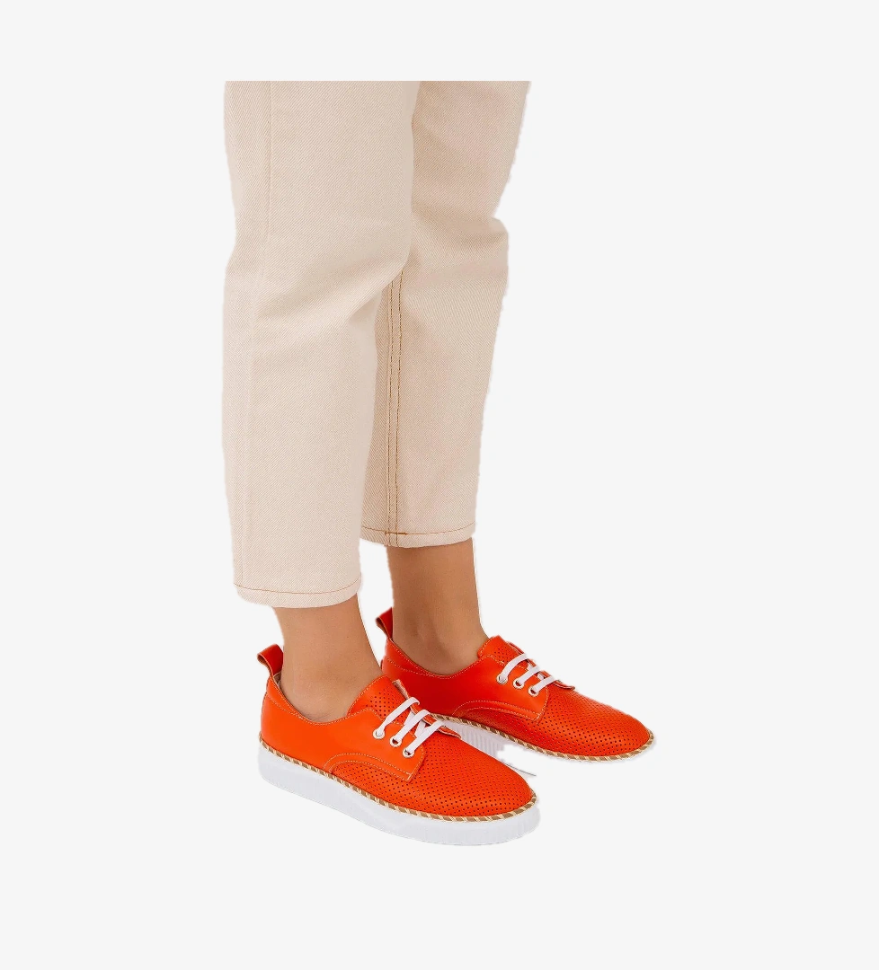 Tamer Tanca Kadın Hakiki Deri Turuncu Casual Ayakkabı - Görsel 1