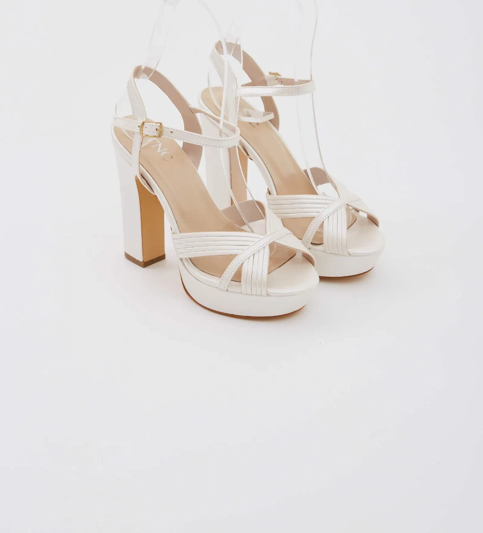 Tamer Tanca Kadın Vegan Beyaz Topuklu Ayakkabı - Görsel 1