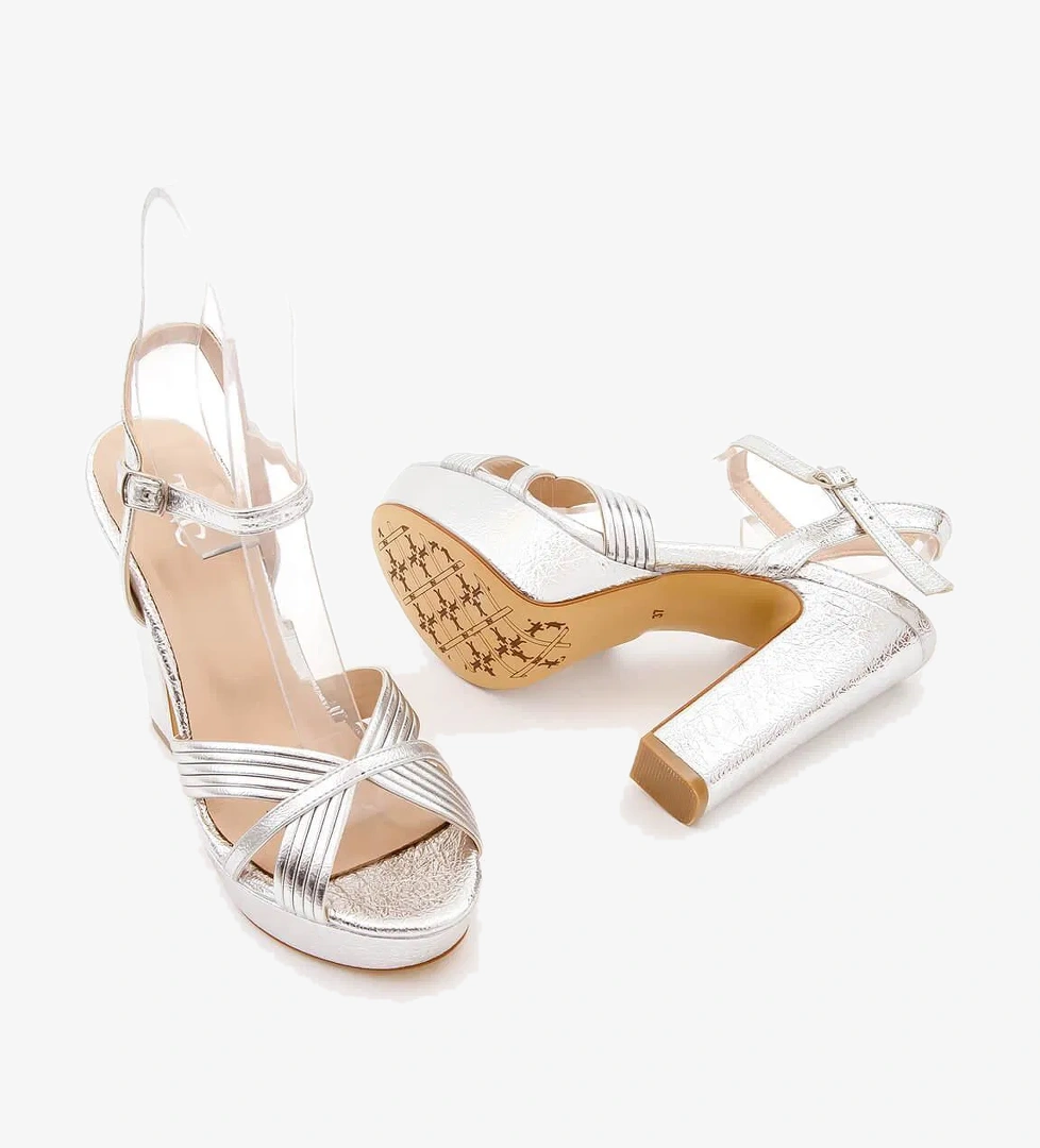 Tamer Tanca Kadın Vegan Lame Topuklu Ayakkabı - Görsel 1