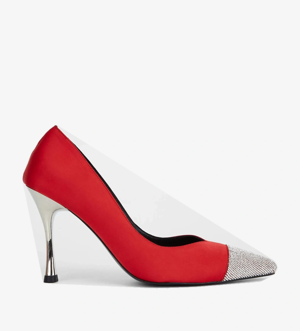 Tamer Tanca Tamer Tanca Kadın Tekstil Kırmızı Topuklu Ayakkabı Basketbol Ayakkabıları | FashFed Kırmızı - 1. görsel