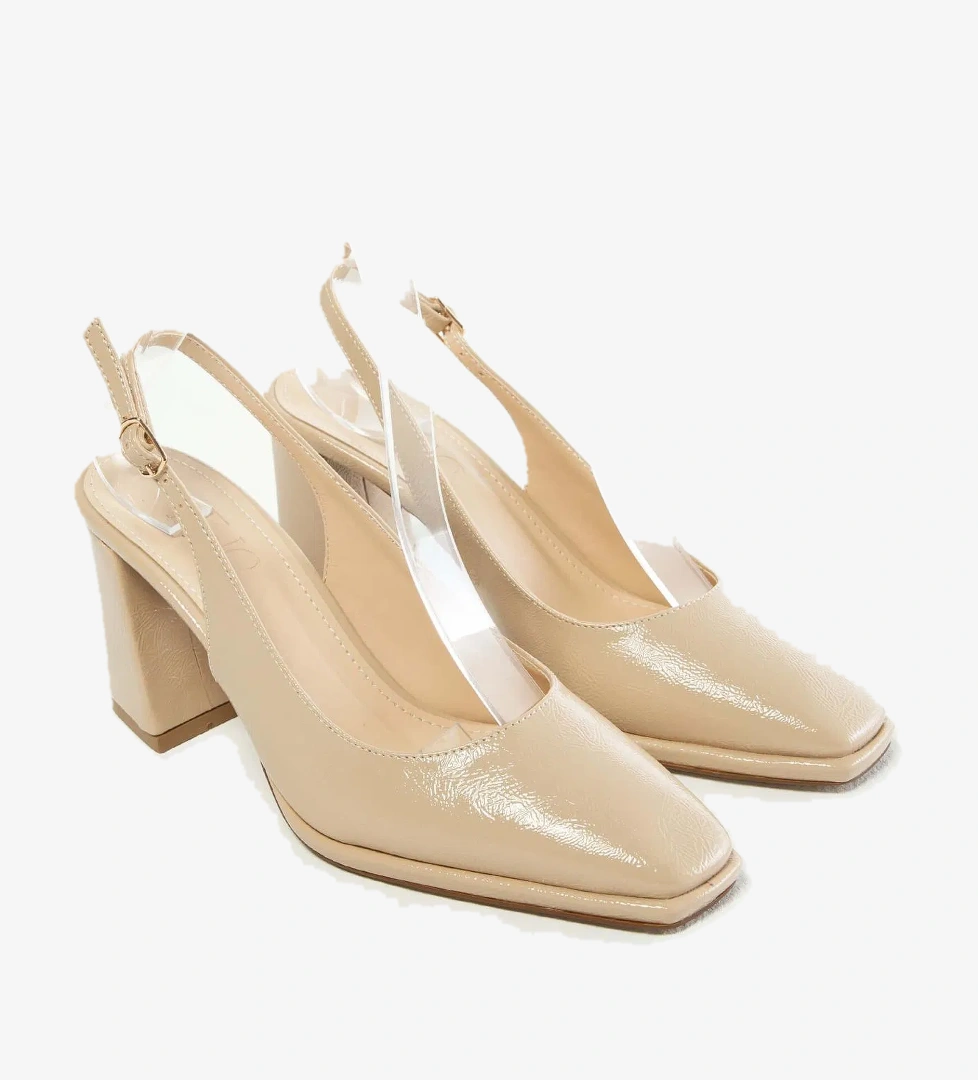 Tamer Tanca Kadın Vegan Bej Topuklu Ayakkabı - Görsel 1